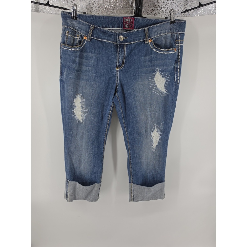 Torrid Distressed Cuffed Capri Crop Jeans Blue Plus Size Size 18 - Picture 1 of 11